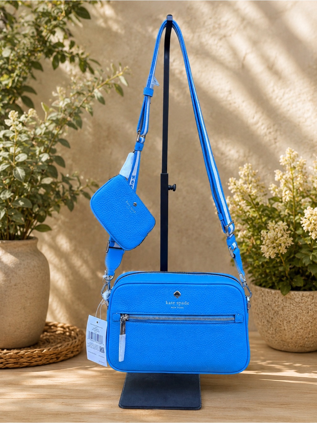 Kate Spade Pebble Leather Small Crossbody In Tide Pool Blue